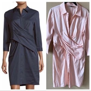 Lafayette 148 New York Pink Wrap-Front Shirt Dress